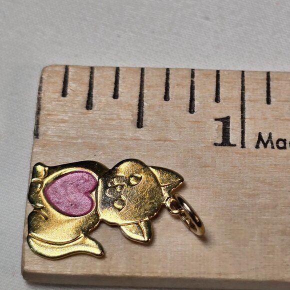 Kitty with Pink Heart Pendant Charm Fashion Jewelry Gold Tone Cat Love Kitten - Picture 7 of 8